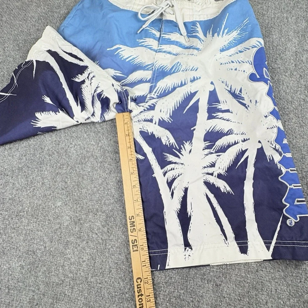 Corona Swim Trunks Mens M Board‎ Shorts Palm Tree Blue Tropical Coastal Beach